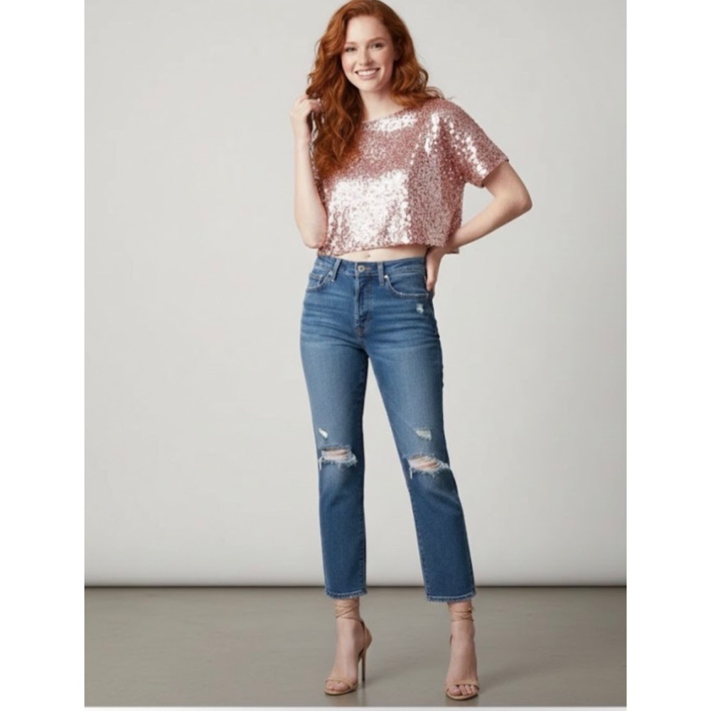 Levi’s Premium 501 Original Cropped Distressed Bleach Washed Jeans Size 26 x 26